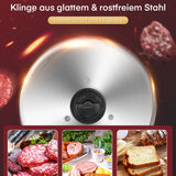 Allesschneider Elektrischer 200 Watt für den Heimgebrauch, Profi-Brotschneidemaschine mit Abnehmbarer 2 x 19 cm Klinge, 0–15 präziser Dickenknopf Schnitt Fleisch Schinken Brot Obst, Sicherheitsschutz