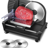 Allesschneider Elektrischer 200 Watt für den Heimgebrauch, Profi-Brotschneidemaschine mit Abnehmbarer 2 x 19 cm Klinge, 0–15 präziser Dickenknopf Schnitt Fleisch Schinken Brot Obst, Sicherheitsschutz