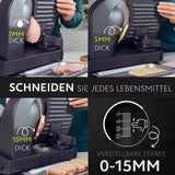 Twinzee Allesschneider Elektrisch 150W – Schneidemaschine 2 Klingen, Schnittstärke 0-15 mm – Brotschneidemaschine, Schinken, Wurstschneide & Käse - Schwarz