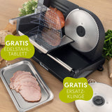 Twinzee Allesschneider Elektrisch 150W – Schneidemaschine 2 Klingen, Schnittstärke 0-15 mm – Brotschneidemaschine, Schinken, Wurstschneide & Käse - Schwarz