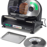 Sommertal Allesschneider AS190 DUAL 200W Edelstahlmesser mit Wellenschliff und glatten Schliff, platzsparend, elektrische Schneidemaschine Brotschneidemaschine, Profi Aufschnittmaschine Modern 0-15mm