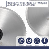 Sommertal Allesschneider AS190 DUAL 200W Edelstahlmesser mit Wellenschliff und glatten Schliff, platzsparend, elektrische Schneidemaschine Brotschneidemaschine, Profi Aufschnittmaschine Modern 0-15mm