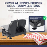 Sommertal Allesschneider AS190 DUAL 200W Edelstahlmesser mit Wellenschliff und glatten Schliff, platzsparend, elektrische Schneidemaschine Brotschneidemaschine, Profi Aufschnittmaschine Modern 0-15mm