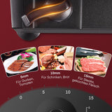 Allesschneider Elektrischer 200 Watt für den Heimgebrauch, Profi-Brotschneidemaschine mit Abnehmbarer 2 x 19 cm Klinge, 0–15 präziser Dickenknopf Schnitt Fleisch Schinken Brot Obst, Sicherheitsschutz