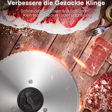 Allesschneider Elektrischer 200 Watt für den Heimgebrauch, Profi-Brotschneidemaschine mit Abnehmbarer 2 x 19 cm Klinge, 0–15 präziser Dickenknopf Schnitt Fleisch Schinken Brot Obst, Sicherheitsschutz