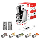 Solis Elektrischer Gemüseschneider Slice & More 8401 - Allesschneider - Spiralscheider - Multiraffel + Schneidemaschine + Gemüsereiber mit 5 Schneidetrommeln - Edelstahl/Kunststoff - 350 Watt