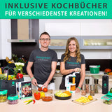 freegreen® GERMANY Obst- & Gemüsehobel aus Edelstahl mit V-Klinge & Auffangbehälter I Inklusive Gemüsehalter für perfekte Obst- & Gemüsescheiben sowie Juliennestreifen