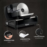 Twinzee Allesschneider Elektrisch 150W – Schneidemaschine 2 Klingen, Schnittstärke 0-15 mm – Brotschneidemaschine, Schinken, Wurstschneide & Käse - Schwarz