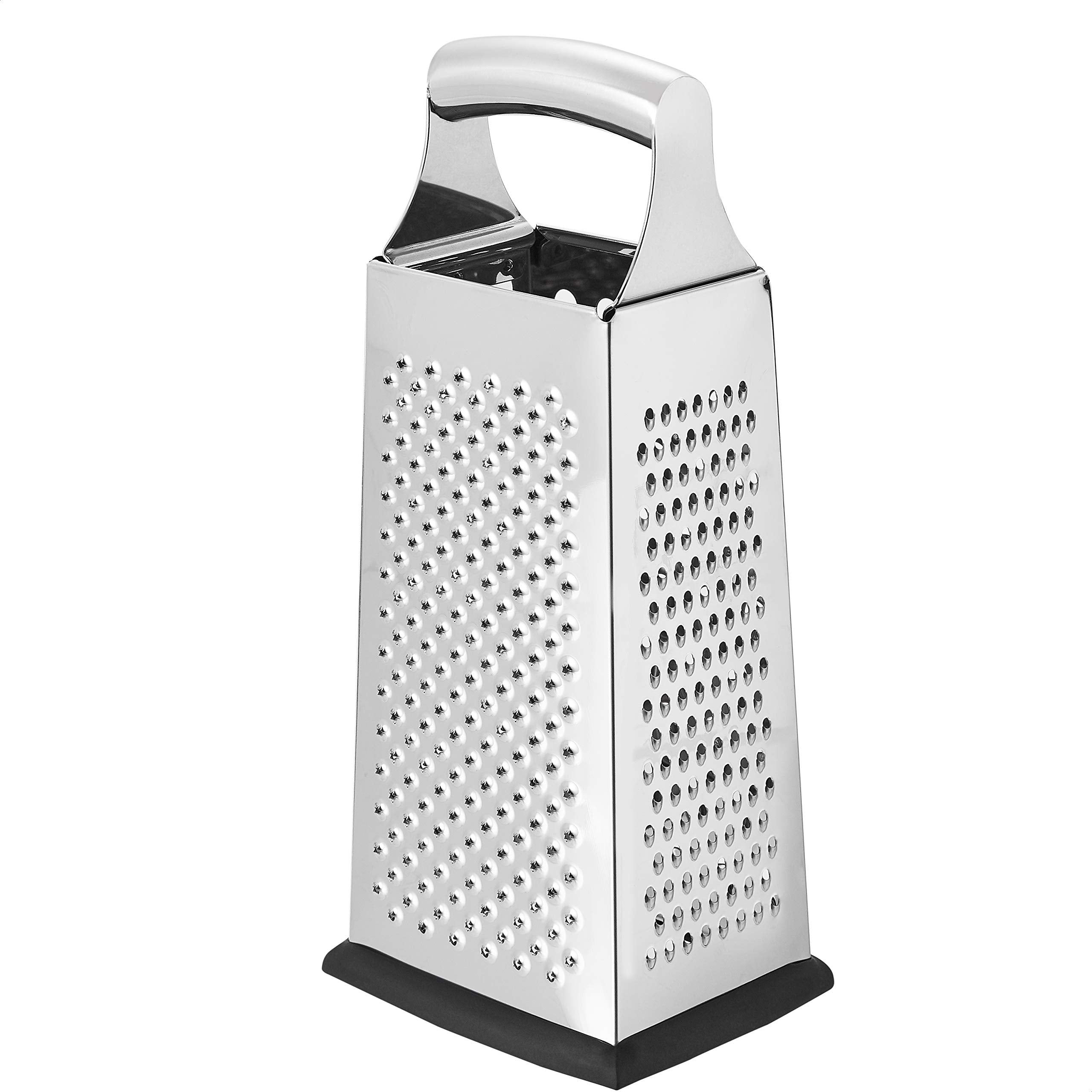 Amazon Basics Robuste Edelstahl Quadratisch Käsereibe, mit rutschfestem Boden, 22,9 cm, Schwarz (Früher Marke AmazonCommercial)