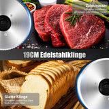 YASHE Elektrische Allesschneider Mit Leisem DC-Motor, 200W Brotschneidemaschine, Duale 19CM Edelstahlklingen, 0-15mm Einstellbare Schnittstärke, Ideal Für Fleisch, Käse, Brot Und Gemüse