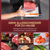 Allesschneider Elektrischer 200 Watt für den Heimgebrauch, Profi-Brotschneidemaschine mit Abnehmbarer 2 x 19 cm Klinge, 0–15 präziser Dickenknopf Schnitt Fleisch Schinken Brot Obst, Sicherheitsschutz